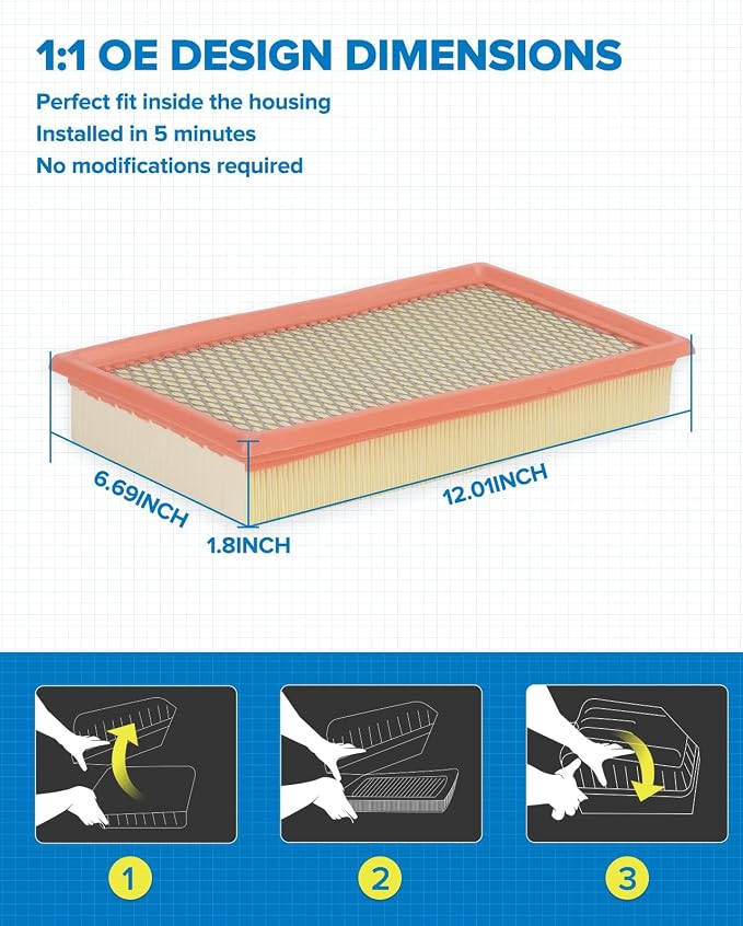 PHILTOP Engine Air Filter, Compatible