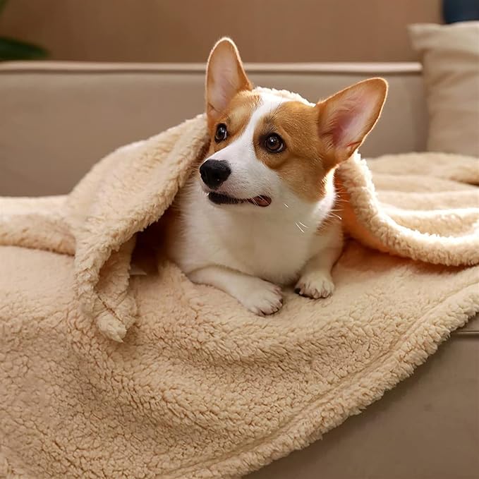 Pet Blankets for Couch Sofa Bed Dog Blankets Reversible Cat Blanket Soft Furniture Protector Cover for Small Medium Large Dogs Cats, Beige, 39 x 47 inches