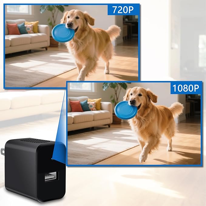 64GB Body Camera, 1080P Full HD Body Camera,Security Charger Camera, Small Cam with Motion Detection,Night Vision,NO WiFi