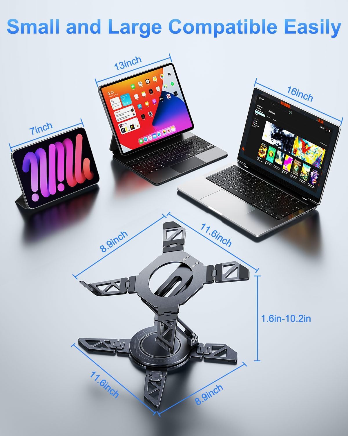 Laptop Stand for Desk,360°Rotating Aluminum Ergonomic Computer Riser