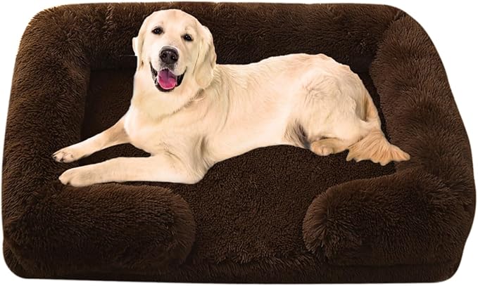 Dog Beds Large Sized dog Orthopedic, Sofa Dog Bed with Waterproof Lining and Nonskid Bottom, Rectangle Washable Dog Bed for Medium Small Dogs and Cats Comfortable ( Color : Brown1 , Size : 23 x 18" )