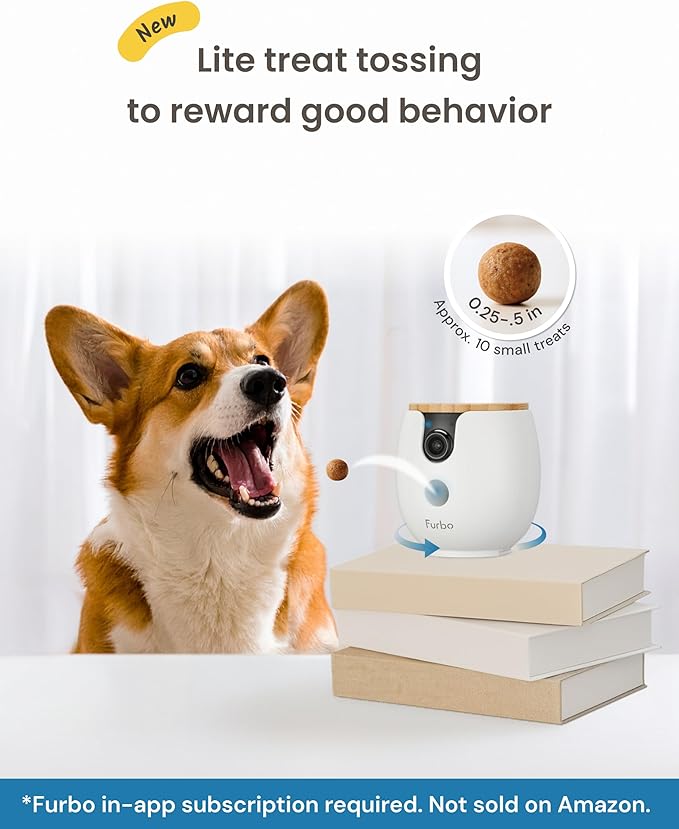 Furbo Mini 360° [Subscription Required] New 2K QHD Pet Camera - Unlock w/Paid Plan: Dog & Cat Safety Alerts, Rotating Treat Toss, 2-Way Speaker (Low Risk, 3mo Min. Cancel Anytime)