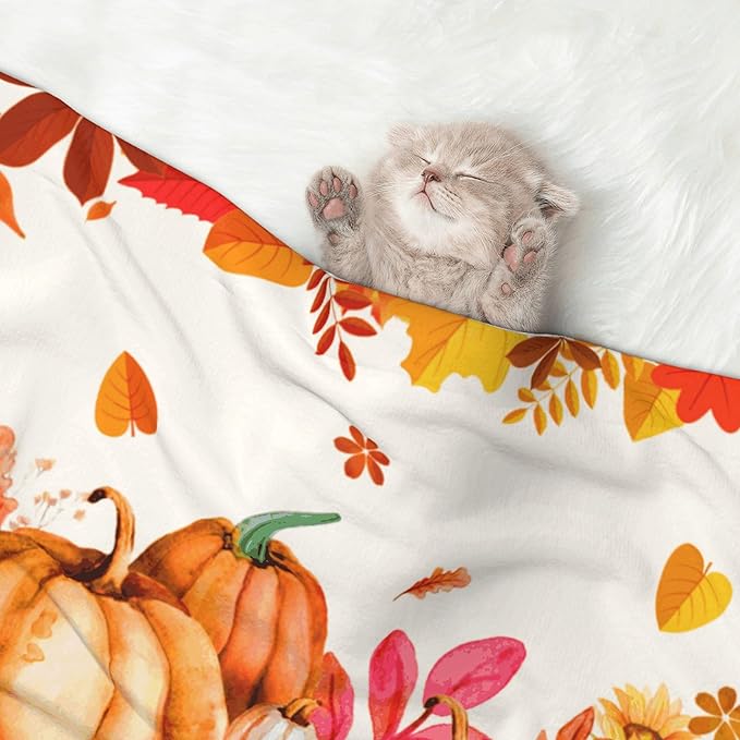 Pumpkins Blanket for Dog Cat - Orange Fall Throw Blanket 30x20 Autumn Pet Blanket for Couch Sofa Bed