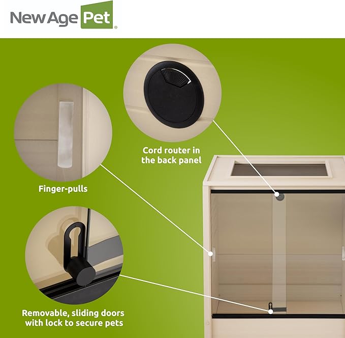 New Age Pet ECOFLEX Maple Chameleon Madagascar Vertical Reptile Habitat Lounge - Durable, Non-Toxic Wood Plastic Composite, Extra Height, Deep Floor, Removable Sliding Glass Doors with Lock