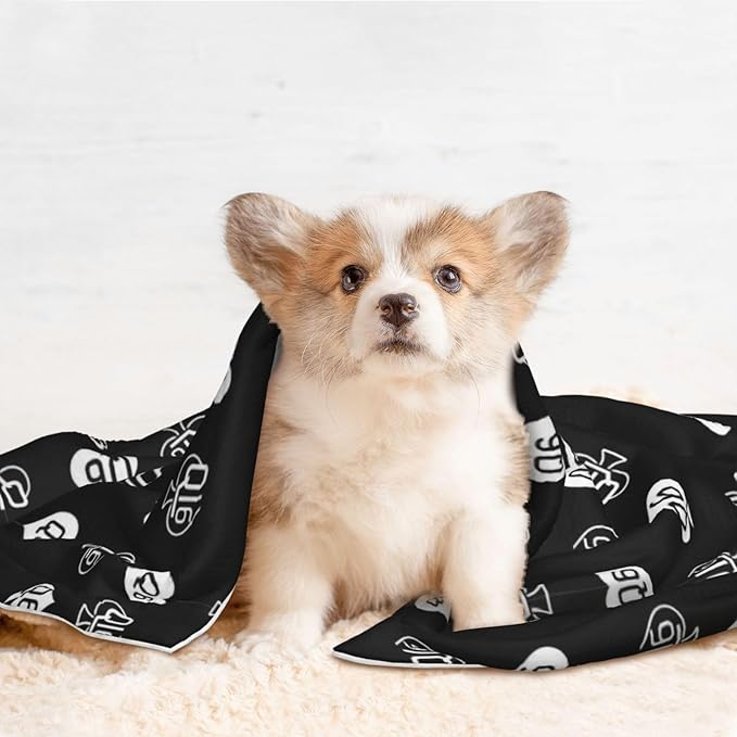 Double Sided Plush Pet Blanket with Cozy Dot Texture and Smooth Reverse, Golden Queen of Spades Printed Black, Reversible Throw for Dogs Cats on Couches Beds Crates