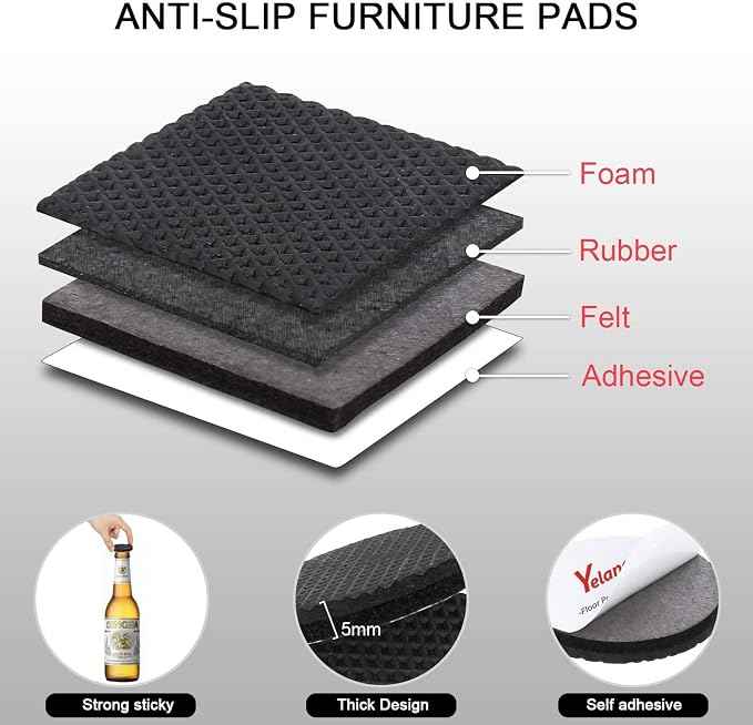 Non Slip Furniture Pads -16pcs 2.5" Furniture Grippers Hardwood Floors