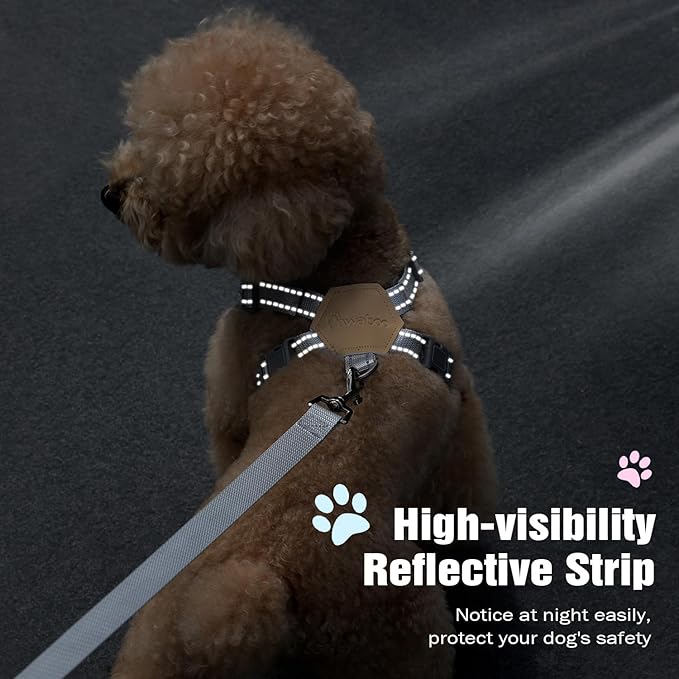 Pawaboo Small Dog Harness and Leash Set, Puppy Harness X-Frame No Pull No Choke, Dog Vest Harness Adjustable for Small Medium Sized Dogs,Soft Breathable Pet Harness for Walking Outing, S, Khaki Plaid