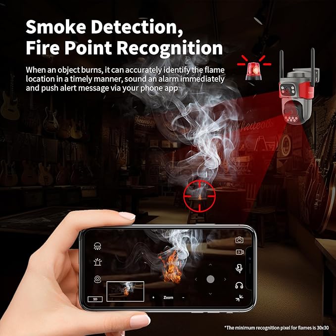 VSTARCAM Dual-Lens PTZ Outdoor Security Camera Wireless, 2K HD WiFi Home Surveillance Camera with Smoke & Fire Detection, Motion Alerts & Night Vision, 2-Way Audio, IP66, for Yard/Patio/Door