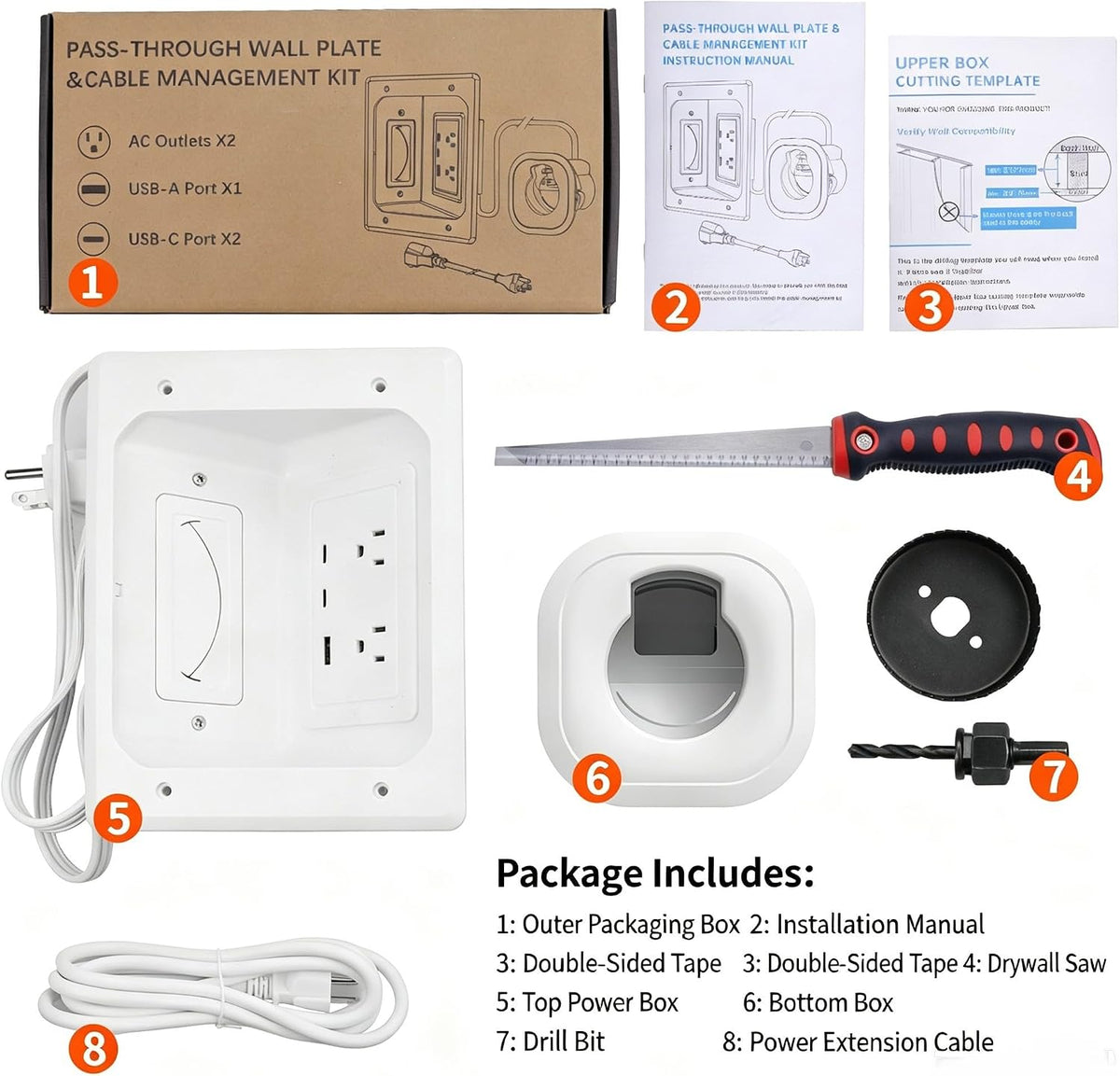 in Wall Cable Management Kit TV Cable Hider Wall Kit Recessed TV Outlet Box