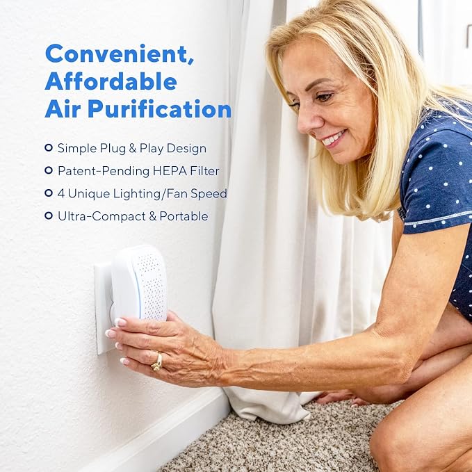 Clarifion - DSTx 2.0 Portable Air Purifier - Plug In Air Ionizer HEPA Air Filter