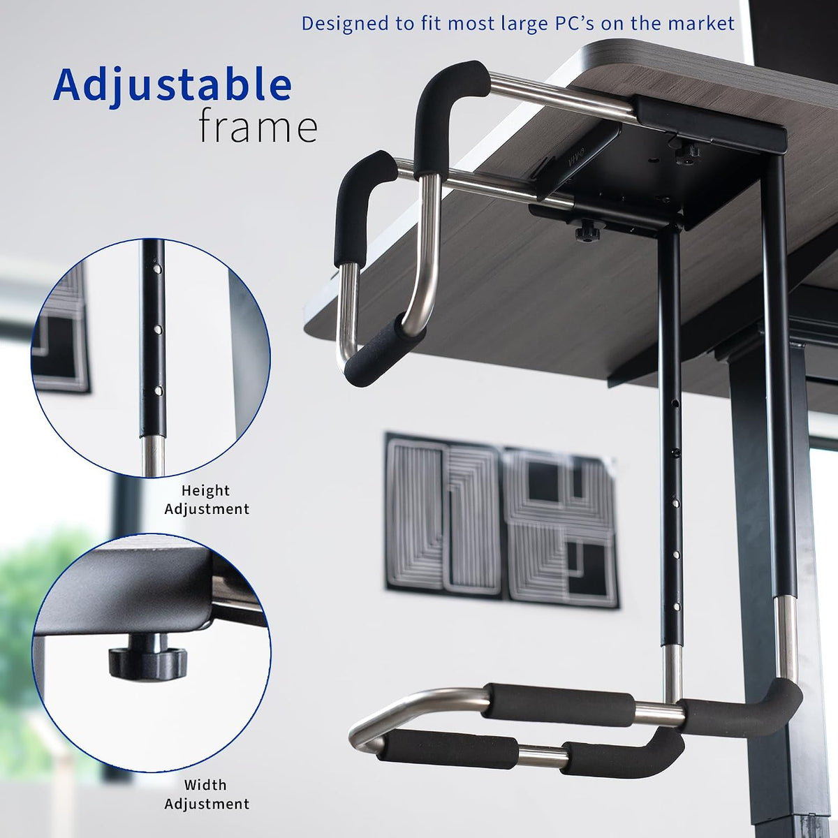 VIVO X-Large Heavy Duty Adjustable Computer CPU Tower Stand with Secure Locking, Holds up to 66 lbs, MOUNT-PC04L