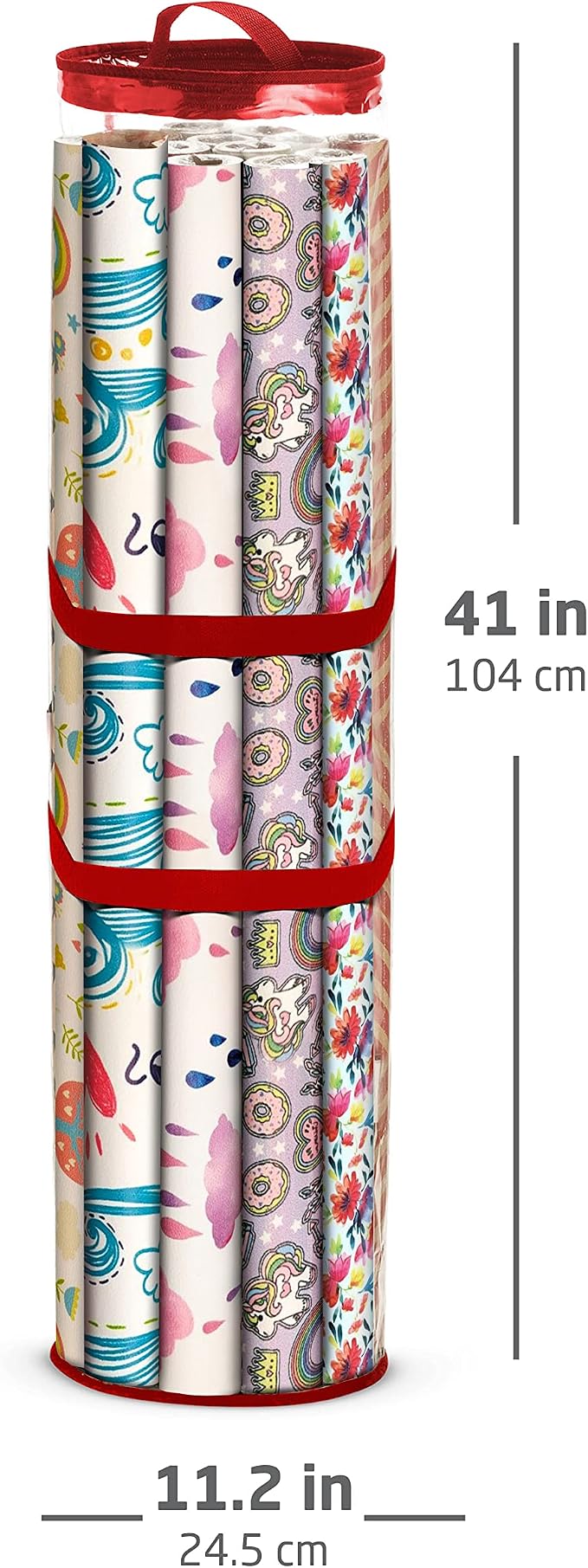 ZOBER Round Christmas Gift Wrapping Paper Organizer Storage