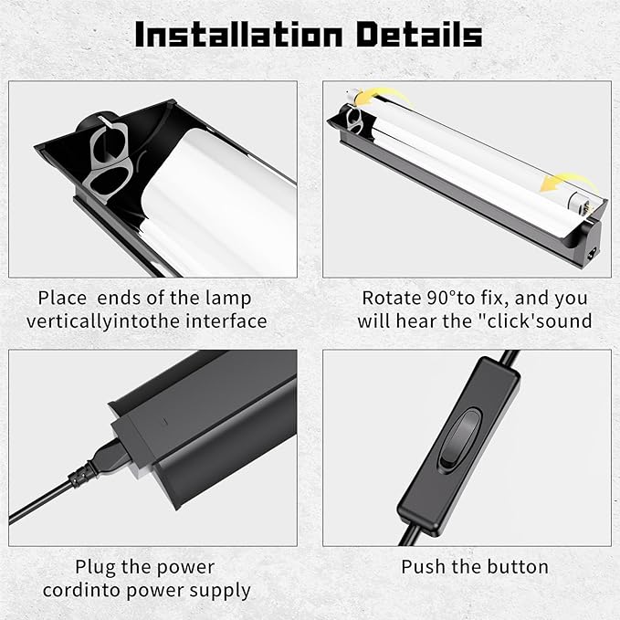 T5 UVB Reptile Lighting Fixture, UVB Light for Reptiles, 24W 10.0 UVB Lighting Combo Kit for Desert & Tropical Reptiles (Lizard, Bearded Dragon, Tortoise), 22INCH