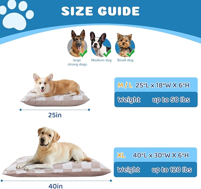 Large Dog Bed with Removable Washable Cover for Large Dogs Deluxe Plush Dog Crate Beds Comfy Kennel Pad Waterproof Lining and Blue Gel Memory Foam Memory Foam（Brown 40.2 * 30 * 4in）