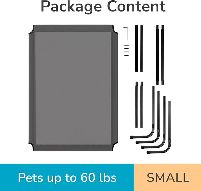 Cooling Elevated Dog Bed,Portable Pet Cot Raised Outdoor Dog Cot for Large Dogs, Installation Requires No Tools, Frame with Washable Breathable Mesh, Anti-Slip Feet, Indoor Pet Bed,43.2 Inches Gray