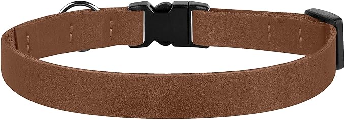 Muromto Breakaway Cat Collar Leather Soft Adjustable Pet Kitten Collars with Bell Pink Brown Blue Green Red (Cognac)
