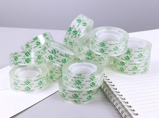 BOMEI PACK 192Rolls Crystal Clear Tape Refills for Dispenser, Bulk Office Transparent Tape for Home and School, 3/4Inch x 1000 inch