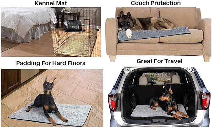 4Knines Extra Large Dog Crate Mat – Waterproof, Non-Slip, Machine Washable Crate Mat – Soft, Durable Kennel Mat for Dogs – Pet Bed for Crates, Travel or Home Use - Large (Black)