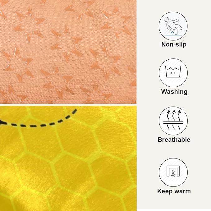 Emelivor Bees Yellow Dog Cat Bed Washable Crate Pet Bed Anti-Slip Comfortable Durable Dog Crate Bed for Large Medium Small Dogs Cat, 24x18in