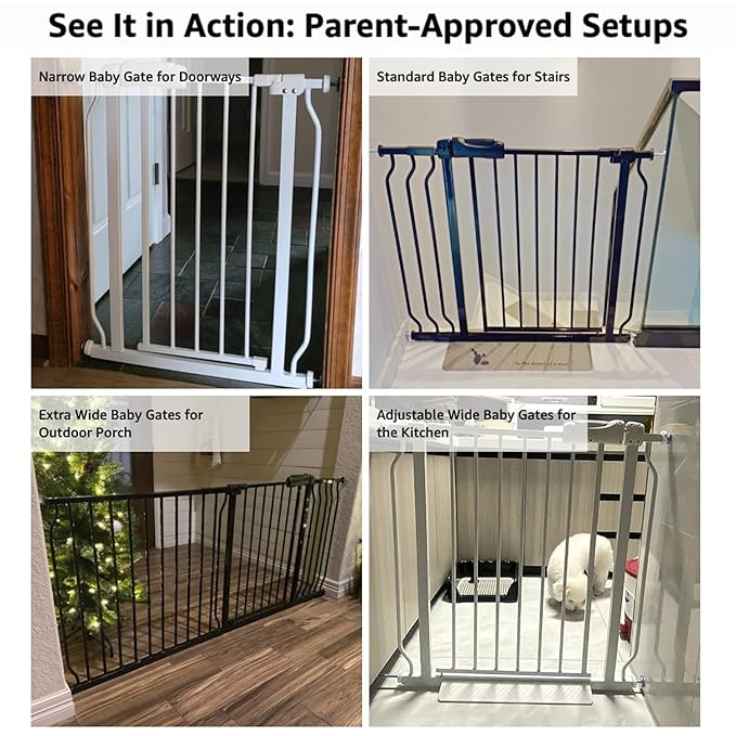 Extra Wide 57.5-62 Inch Large Baby Gates for Stairs, Doorways - No Drilling, Pressure Mounted Pet Gates for Kids & Dogs