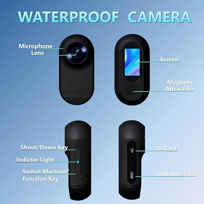 WHALPAW HD 1080P Pet Camera Collar - 64GB Mini Action Cam for Cats/Dogs, Wearable Body Camera with 170° Lens & Adjustable Clip, No WiFi Needed (Black 64G)