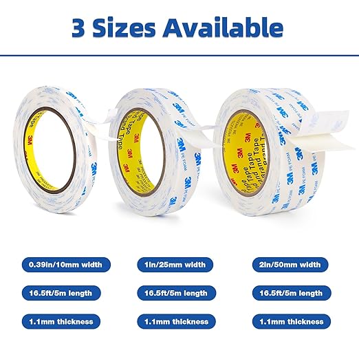 Double Sided Tape 2"×16.5Ft, Mounting Tape Heavy Duty No Residue, Removable PE Foam Tape Strips, Extra Strong Adhesive Tape Waterproof for Walls Home Office Decor Crafts Paint Picture Poster