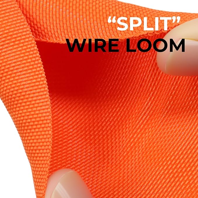 3/4 inch Split Braided Cable Management Sleeve for USB Cable Power Cord Audio Video Cable, Wire Loom Cord Protector from Cat Dog Chewing (Orange, 10FT)