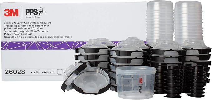 3M PPS 2.0 Spray Gun Cup, Lids and Liners Kit, 3 Ounces, 200-Micron Filter