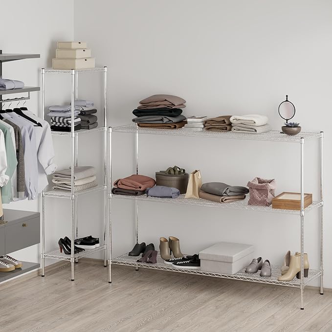 21" Deep x 72" Wide x 54" Height Wire Shelving Kit | 3-Tier | NSF Commercial Storage Rack Unit