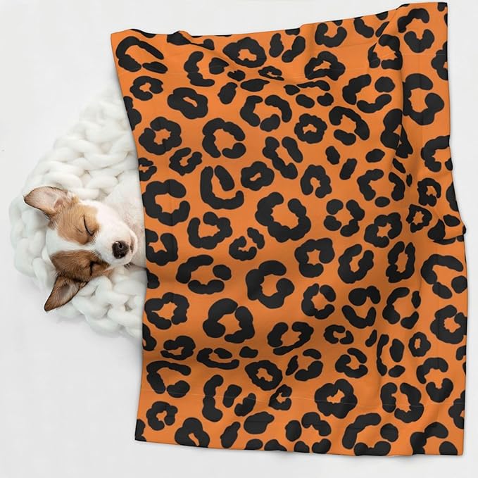 Double Sided Plush Pet Blanket for Small Large Animals, Cheetah Leopard Wood, Reversible Throw with Dimpled Dot Side and Flat Side for Kennels Living Rooms