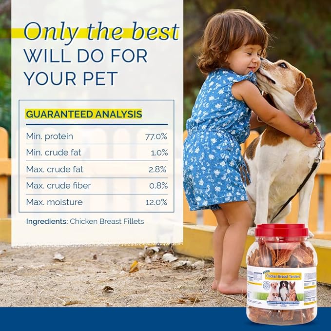 PCI Pet Center Inc. Chicken Breast Tenders Raw Dehydrated Chicken Breast Fillets Dog Treats, 2 Pound Container