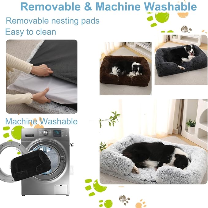 Dog Beds Large Sized dog Orthopedic, Sofa Dog Bed with Waterproof Lining and Nonskid Bottom, Rectangle Washable Dog Bed for Medium Small Dogs and Cats Comfortable ( Color : Black , Size : 23 x 18" )