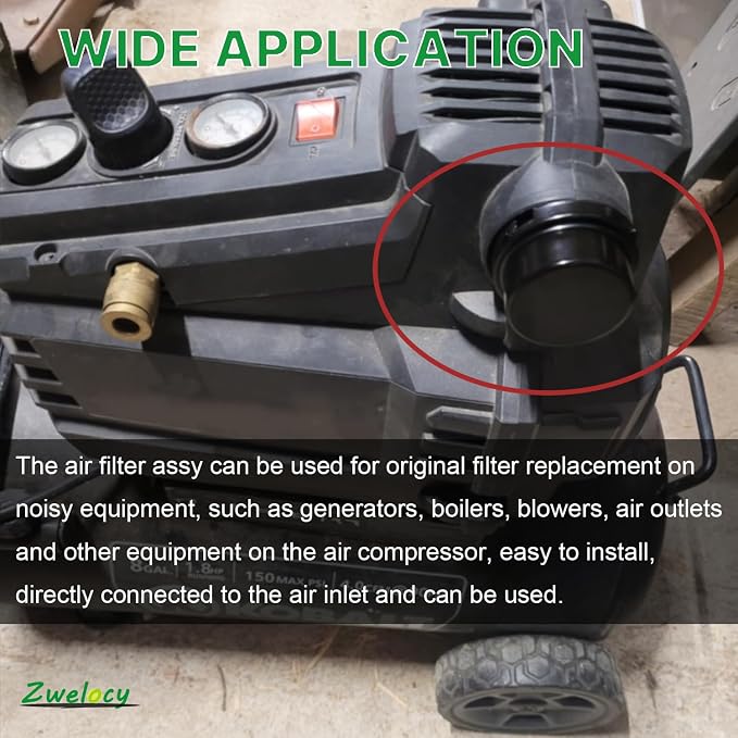 Air Compressor Silencer Filter, 1/2" Thread, 20mm Metal Noise Muffler,