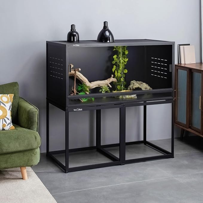 Reptile Enclosure Stand Bundle: Elevate Your Habitat - Includes Stand and Extra Enclosure for a Complete Elevated Setup 48 inches Width(Black)