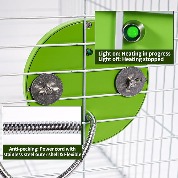 Snuggle-Up Bird Cage Heater,Bird Cage Accessories,Bird Warmer Pad with Mirror for Parrots Parakeets African Grays and Small Pet,12V, 4.7"