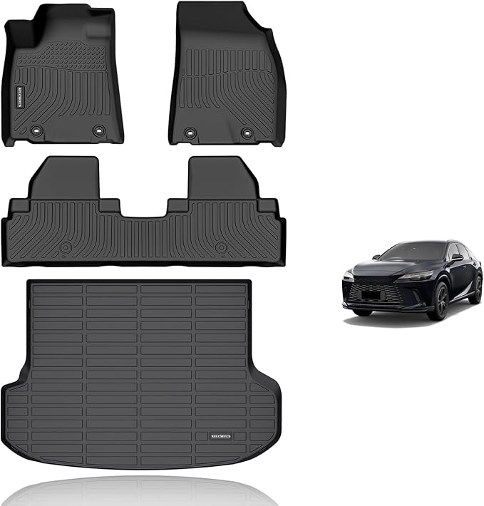 KELCSEECS® Floor Mats & Cargo Liner Custom for Lexus RX 2010-2015,All Weather Protection TPE Floor Liners Front& Rear Row Full Set Lexus RX Accessories Black