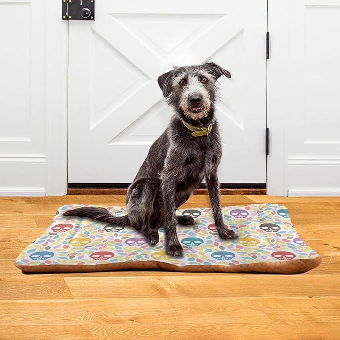 Skull Colorful Cartoon Pet Bed Cute Dog Bed Mat Absorbing Non Slip Pad Pet Sleeping Mat for Small, Medium, and Large Dogs Puppy Cat 24 in x 18 in