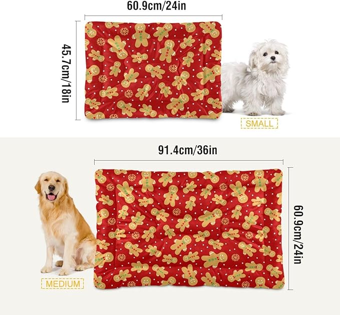 Pet Bed Christmas Gingerbread Cookie Dog Bed Mat Absorbing Non Slip Pad Pet Sleeping Mat for Small, Medium, and Large Dogs Puppy Cat 36 in x 24 in