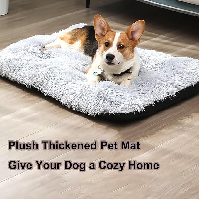Dog Crate Mat, Dog Bed for Large Dogs, Comfy Fluffy Kennel Pad Anti-Slip for Dog beds & Furniture, Quilted Dog Bed for Pets for Medium/Small Dogs Cats (Color : Black, Size : 20x14.9)