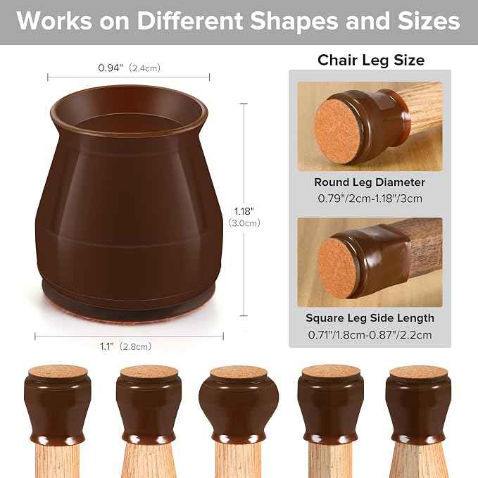 24PCS Upgraded Silicone Chair Leg Floor Protectors