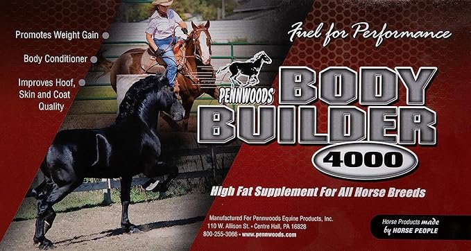 Pennwoods Body Builder 4000, Horse Weight Gain Supplement, High Fat and Energy Horse Weight Builder with Body Conditioning Horse Vitamins, Improves Hoof Quality - 12lb Bag