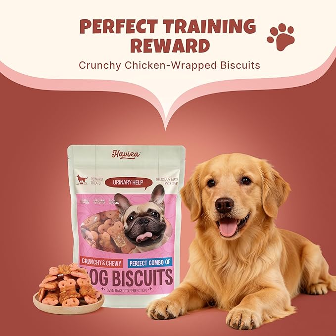 Havira Chicken Wrapped Biscuits Dog Treats, 16oz Crunchy Training Treats for Dogs, Rawhide Free Snacks for Small & Medium Breeds, Cranberry Flavor