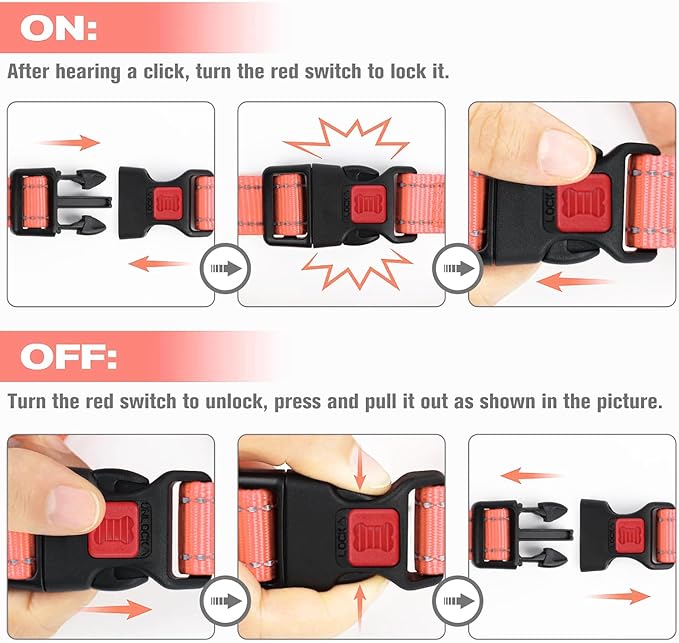 Joytale Martingale Collar for Dogs, Reflective Heavy Duty for Safety, Quick Release Buckle, Adjustable Nylon Collars for Medium Dogs Walking Training, Neon Pink, M