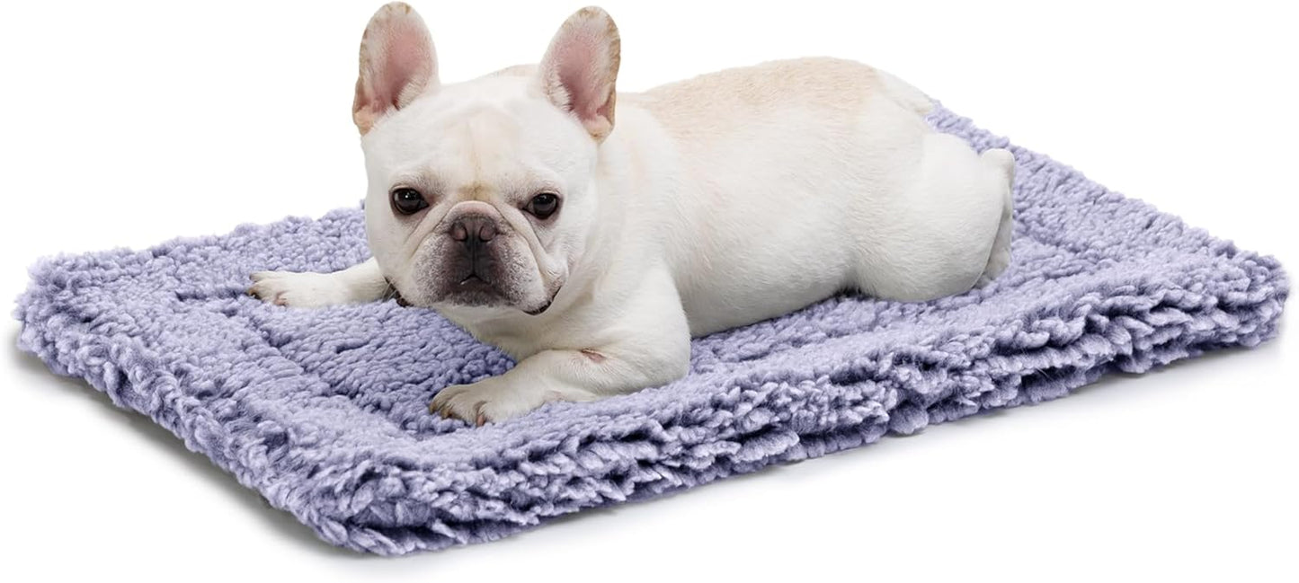 Stoutwool Indestructible Dog Bed - Fluffy Chew Proof Dog Crate Pad - Tough Kennel Pad for Aggressive Chewers - Washable, Ideal for Medium Breeds & Fits 30-Inch Crate - 29"x18", Jacaranda