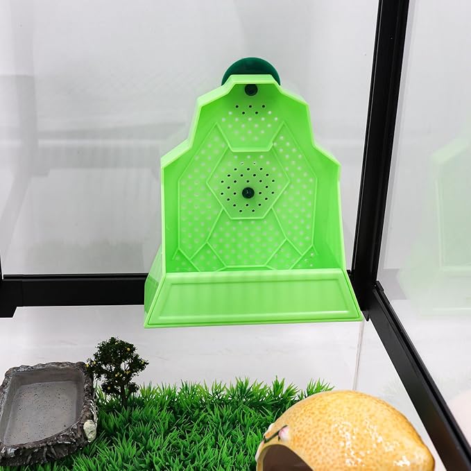 Reptile Tank Accessories, Wall-Mounted Plastic Feeder with Suction Cups, Dubia Roach & Cricket Food Bowl for Bearded Dragon, Gecko, Chameleon, Frog and Other Small Reptiles