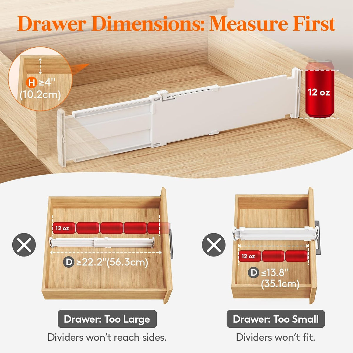 Lifewit 9 Pack 4" High Drawer Dividers, Adjustable Drawer Organizer Clothes