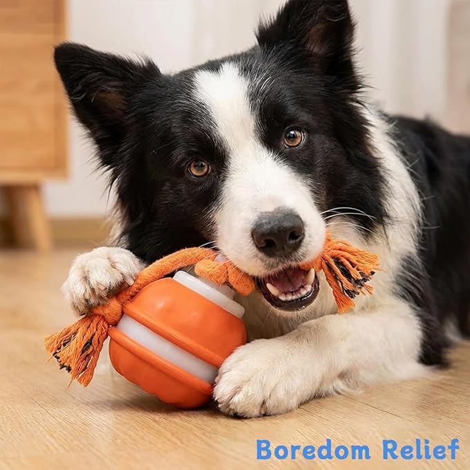 Zealburst Interactive Dog Toy, 360° Smart Automatic Rolling Moving Toy for Bored Dogs & Cats, Self-Moving Pet Toy, 【Orange】