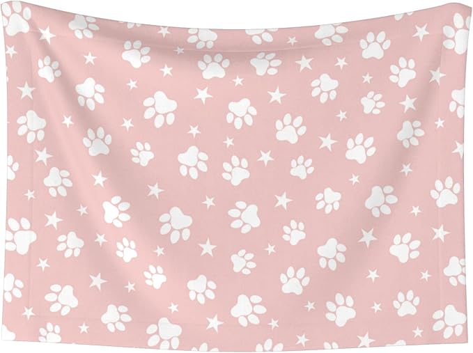 Pink Throw Blanket - Paw Print Blanket for Dog Cat Pet Blankets 23x16 for Couch Sofa Bed