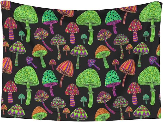 Pet Blanket for Car Rides Vet Visits, Trippy Mushrooms, Two Sided Reversible Plush Design with Bumpy Dot Side Offers Comfort Home Piece On Go Travel