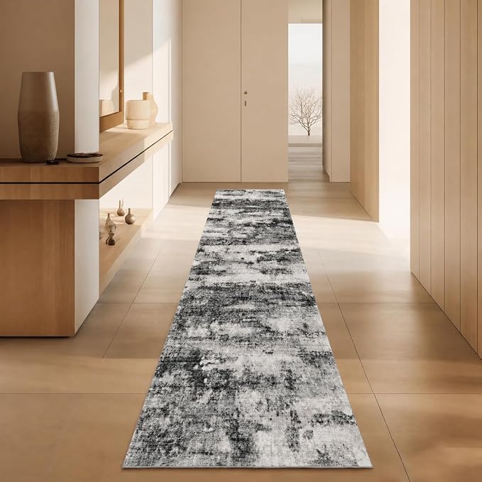 2x10 Runner Rug Non-Slip，Modern Abstract 10ft Washable Runner Rugs